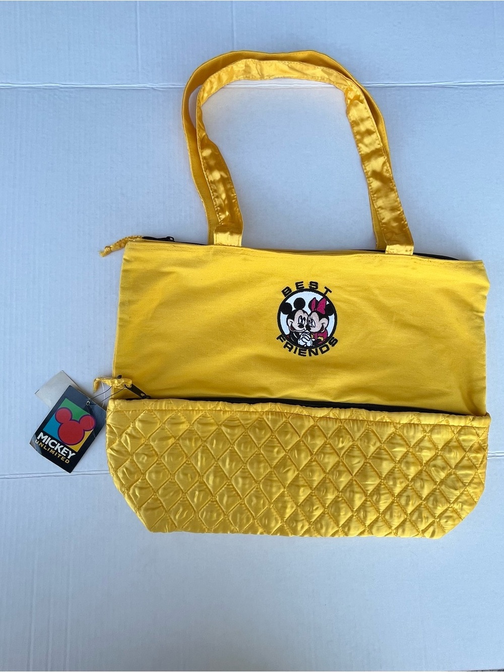 90s Vintage Disney Yellow Quilted Tote Bag